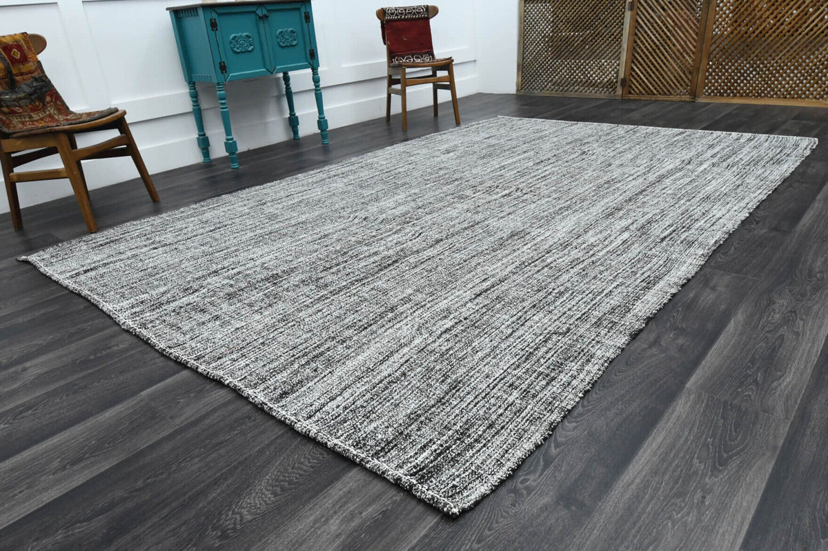 El yapımı vintage halı 216x325 cm düz desenli yün - detay görünümü