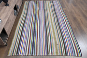 1960'lardan Anadolu kökenli çizgili el dokuma vintage kilim, 169x287 cm