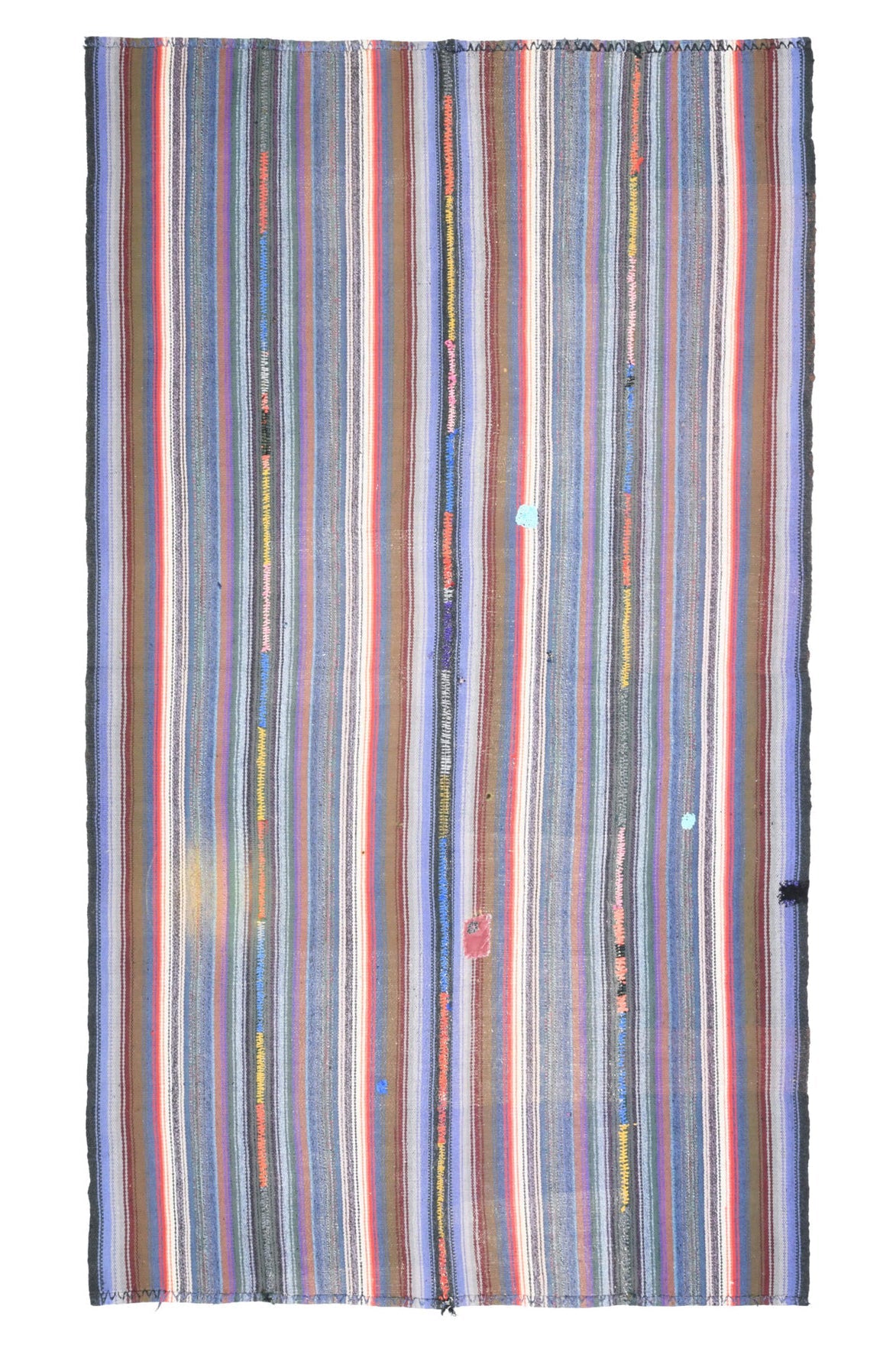 El yapımı vintage halı 157x277 cm çizgili desenli yün - açık alan görünümü