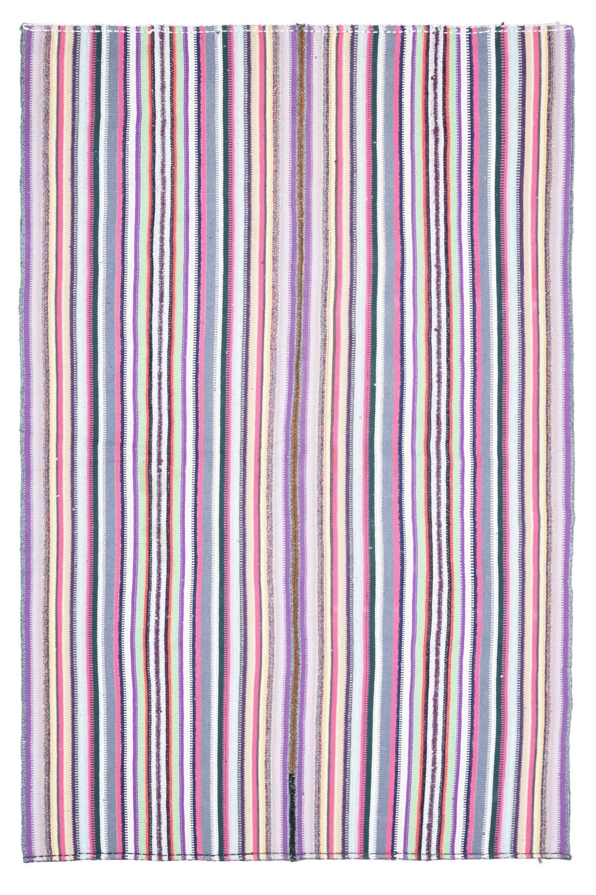 El yapımı vintage halı 180x274 cm çizgili desenli yün - açık alan görünümü