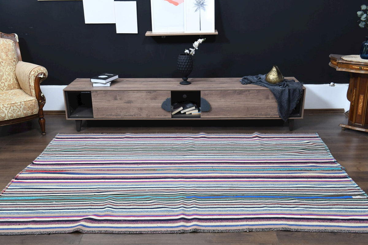 Turkish Vintage Area Kilim Rug