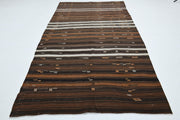 El yapımı vintage halı 170x318 cm çizgili desenli yün - detay görünümü