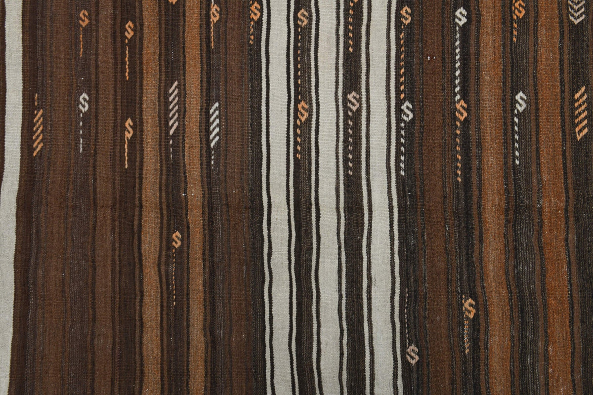 El yapımı vintage halı 170x318 cm çizgili desenli yün - desen detayı