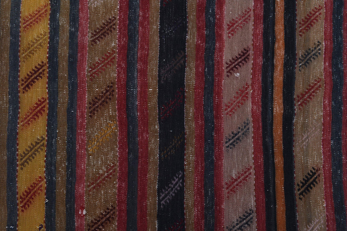 El yapımı vintage halı 147x262 cm çizgili desenli yün - desen detayı