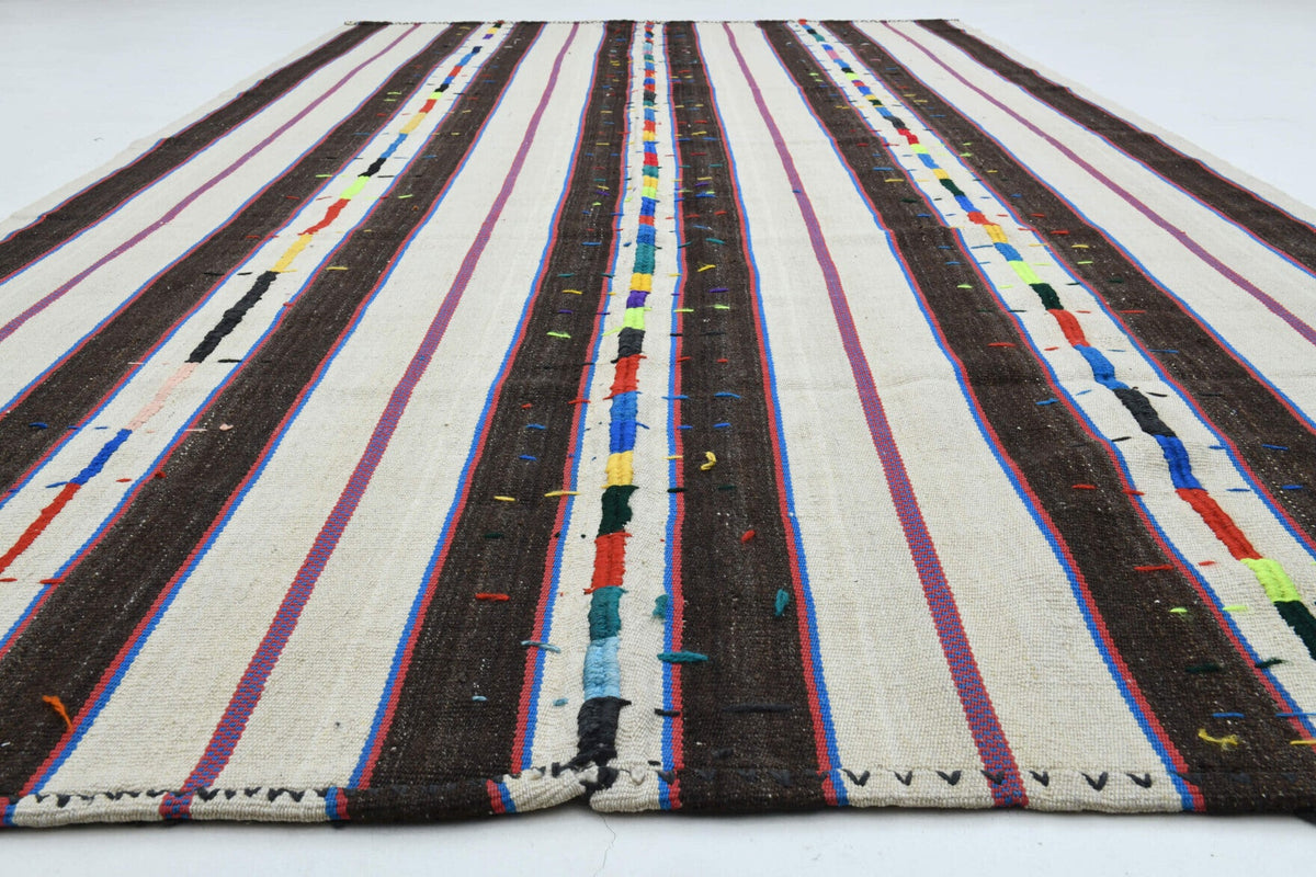 Turkish Vintage Kilim Blakc&White Area Rug