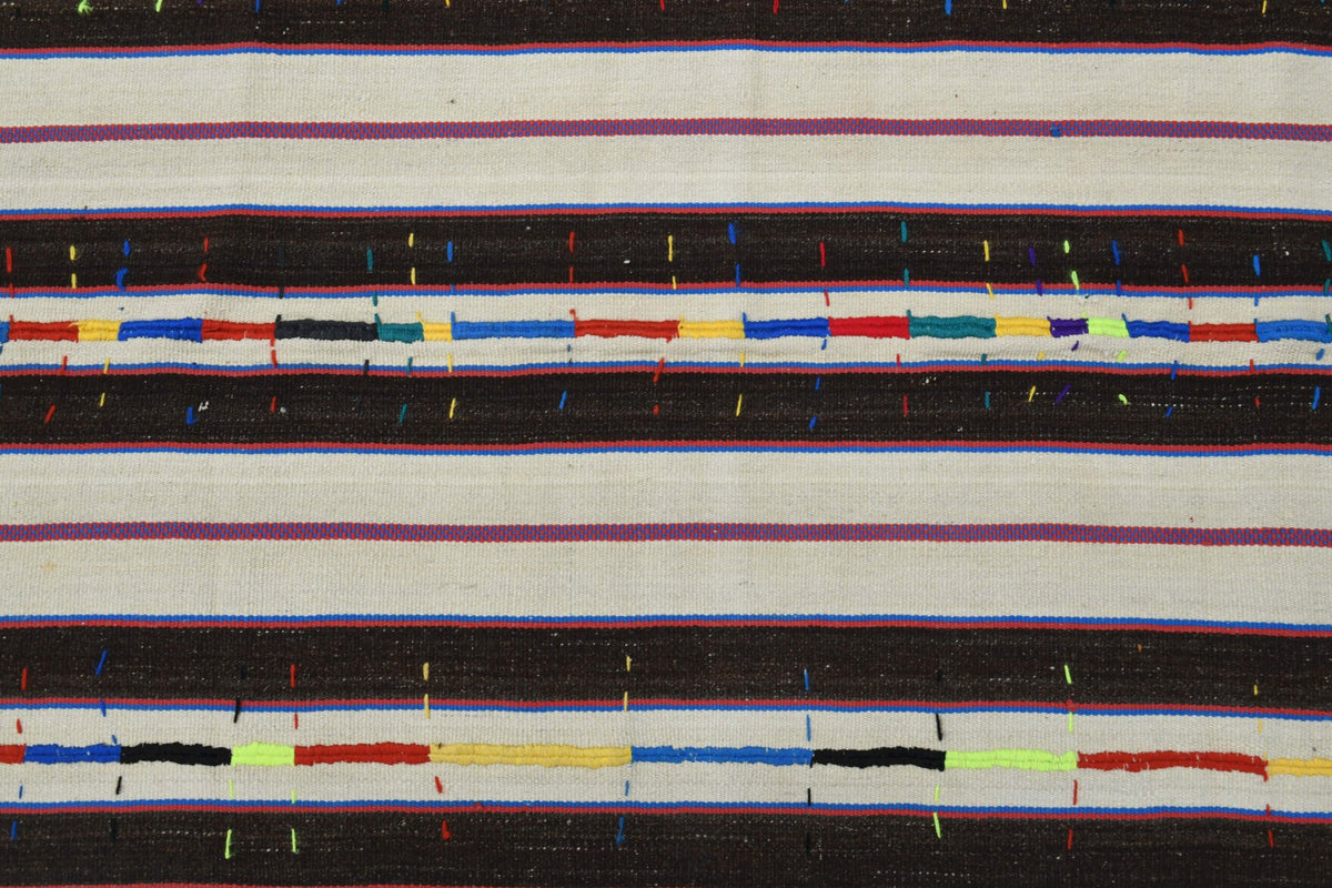Turkish Vintage Kilim Blakc&White Area Rug