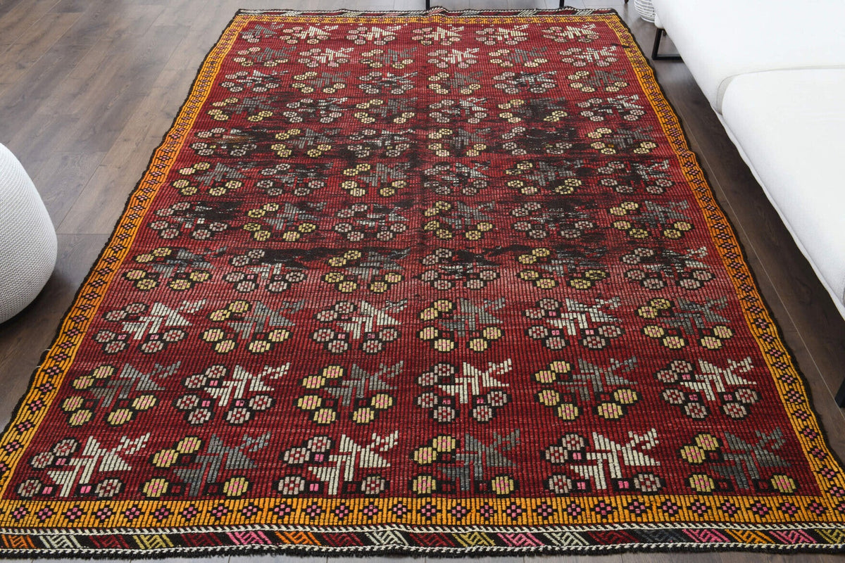 Turkish Vintage Area Kilim Rug