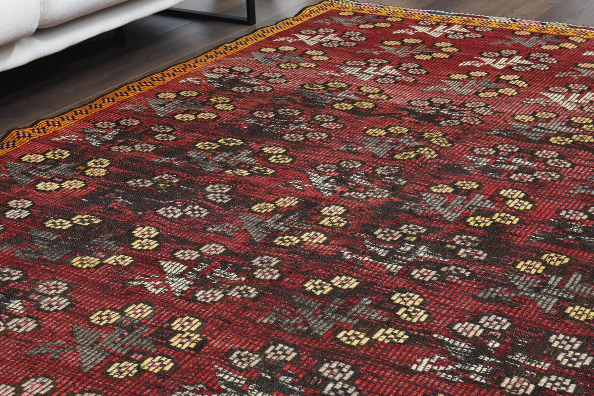 Turkish Vintage Area Kilim Rug