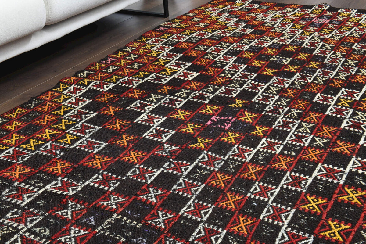 Turkish Vintage Area Kilim Rug