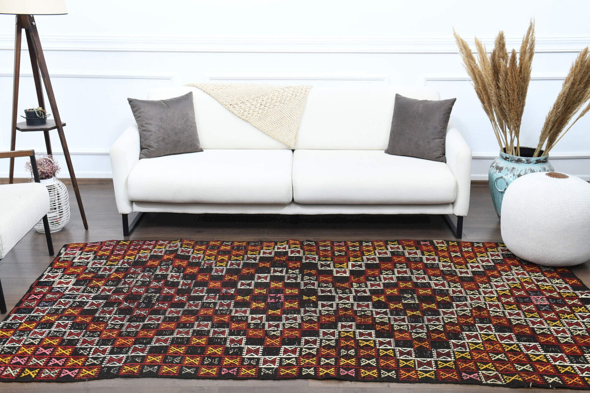 Turkish Vintage Area Kilim Rug