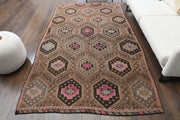 1960'lardan Anadolu kökenli geometrik desenli el dokuma vintage kilim, 166x286 cm