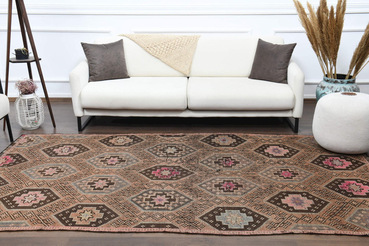 Turkish Vintage Area Kilim Rug