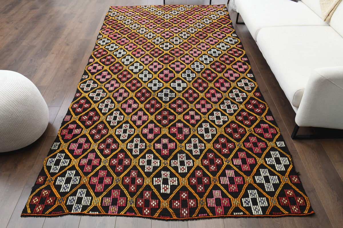 Turkish Vintage Area Kilim Rug