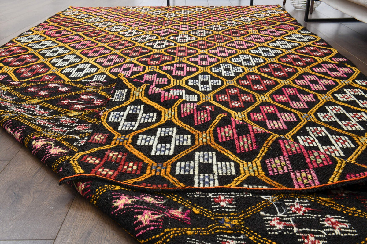 Turkish Vintage Area Kilim Rug