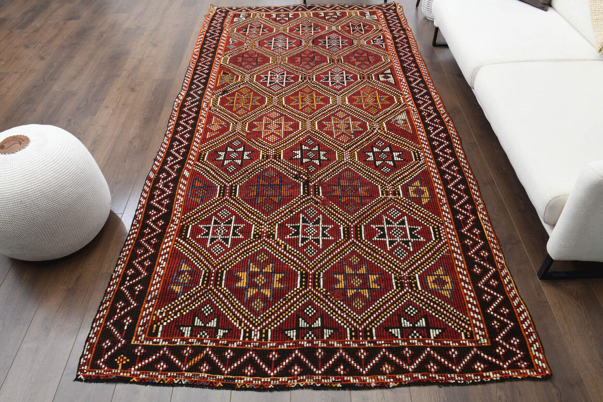 Royal Red Vintage Turkish Kilim Rug