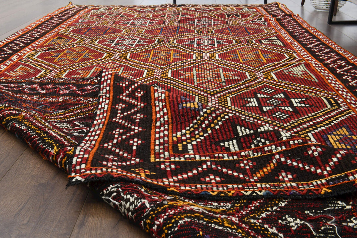 Royal Red Vintage Turkish Kilim Rug