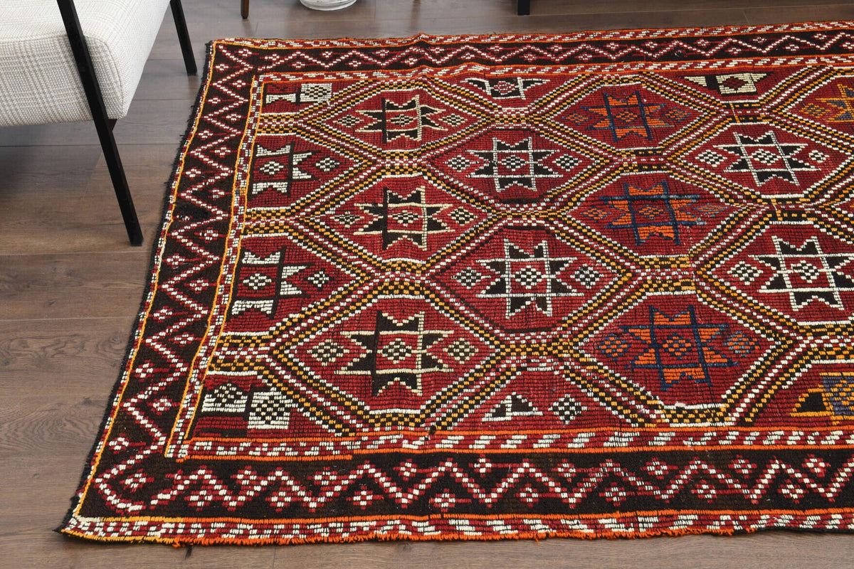 Royal Red Vintage Turkish Kilim Rug