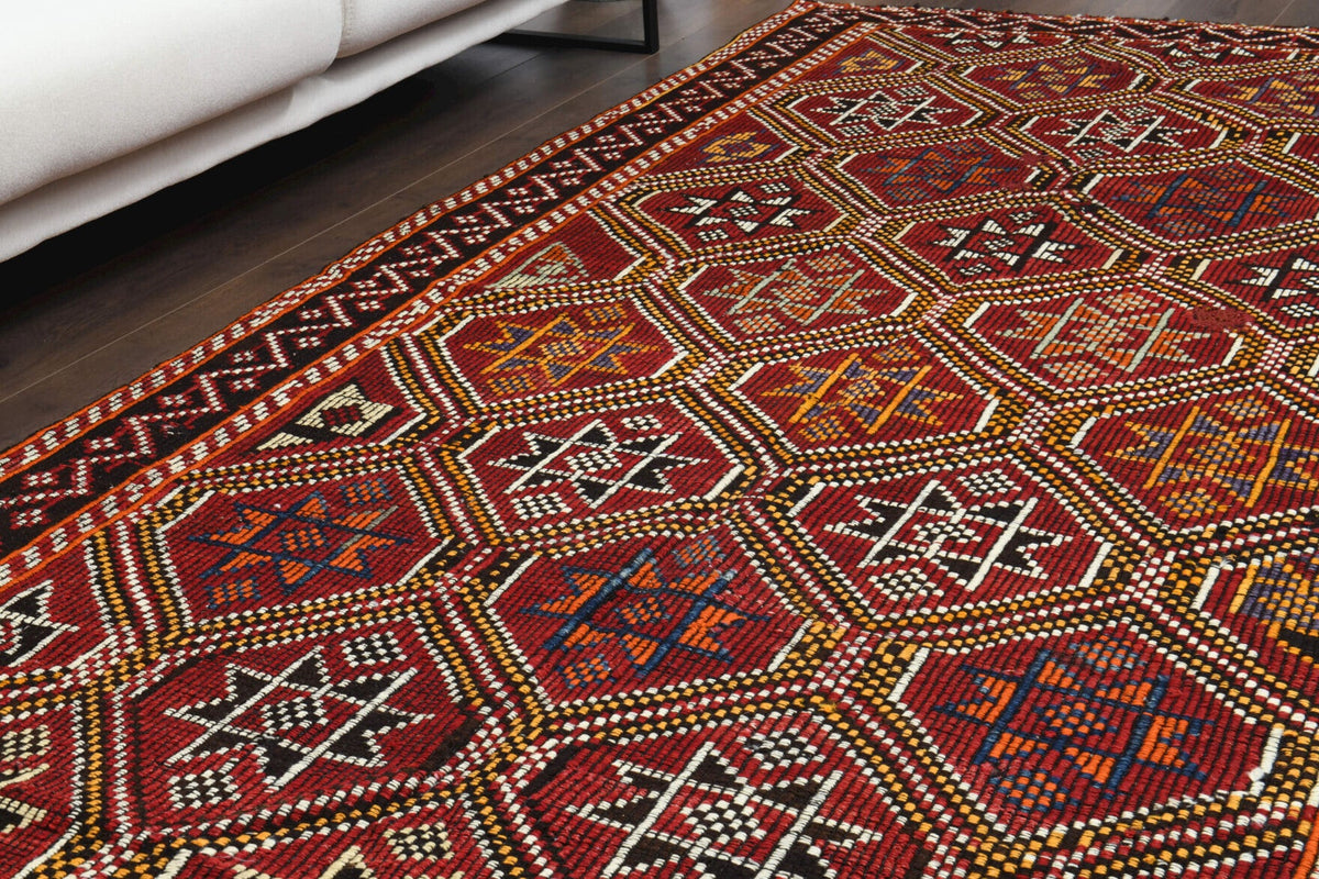 Royal Red Vintage Turkish Kilim Rug