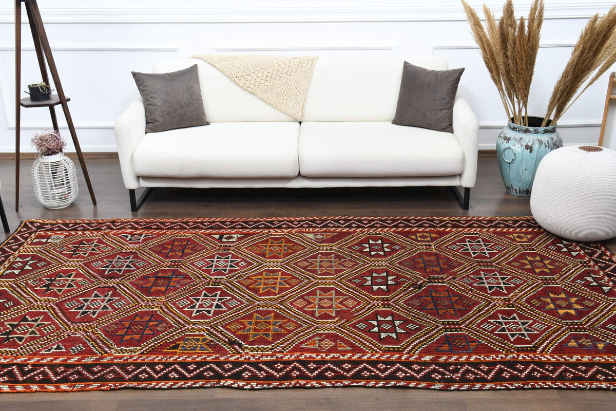 Royal Red Vintage Turkish Kilim Rug