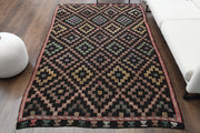 1960'lardan Anadolu kökenli ikat desenli el dokuma vintage kilim, 170x265 cm