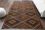 1960'lardan Anadolu kökenli ikat desenli el dokuma vintage kilim, 176x309 cm