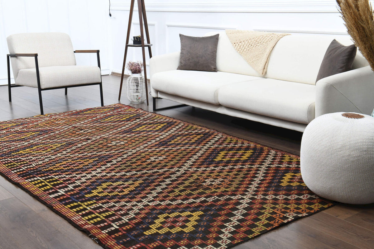 Turkish Vintage Area Kilim Rug