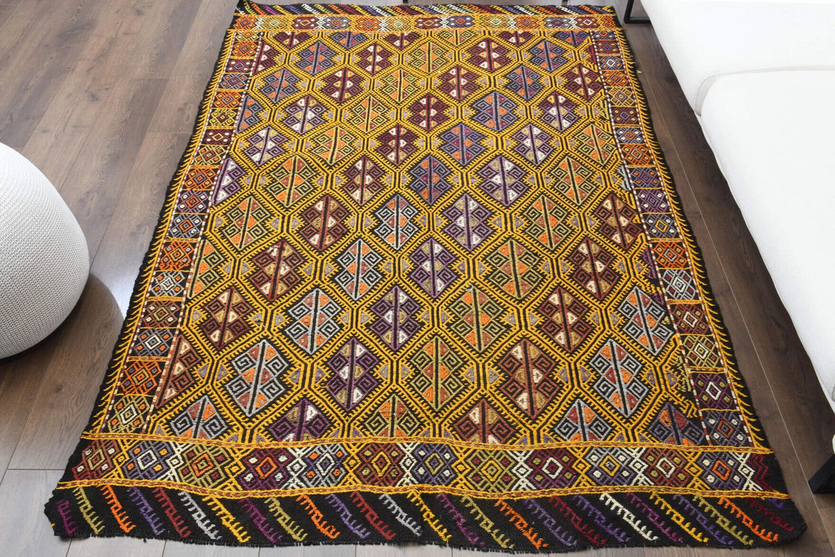 Turkish Vintage Area Kilim Rug
