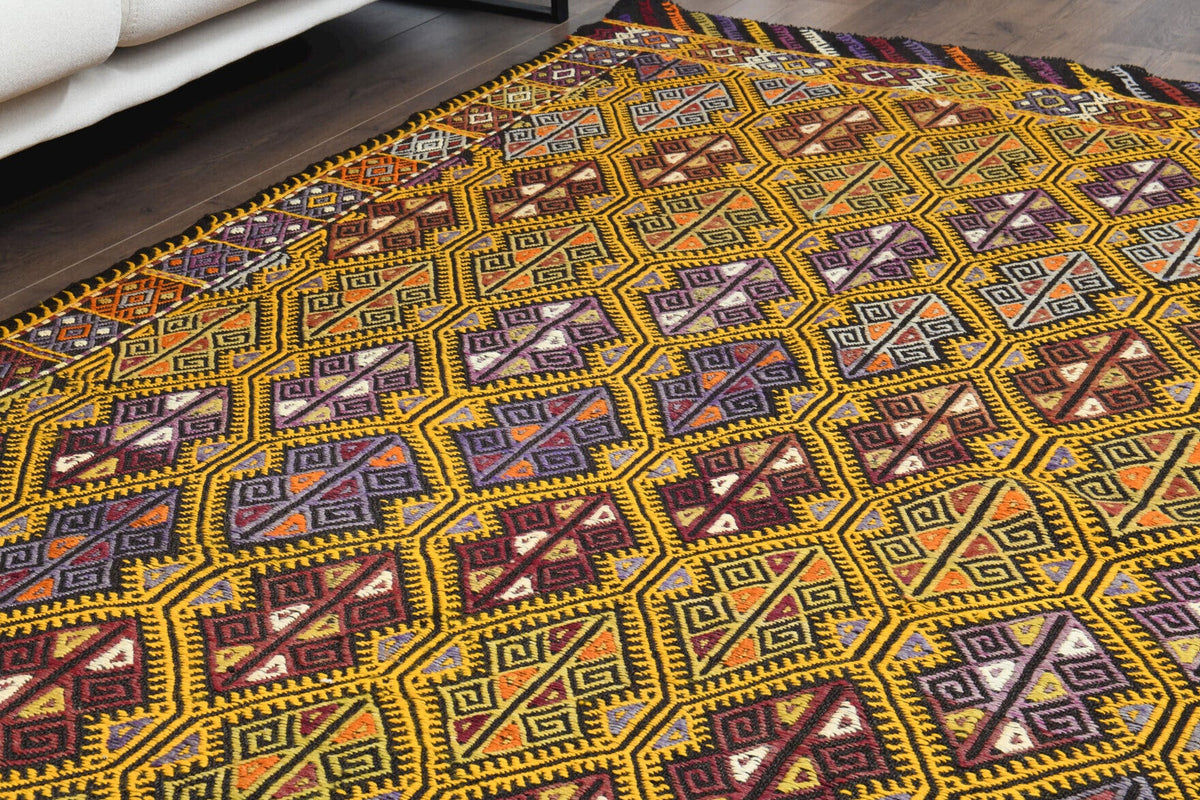 Turkish Vintage Area Kilim Rug