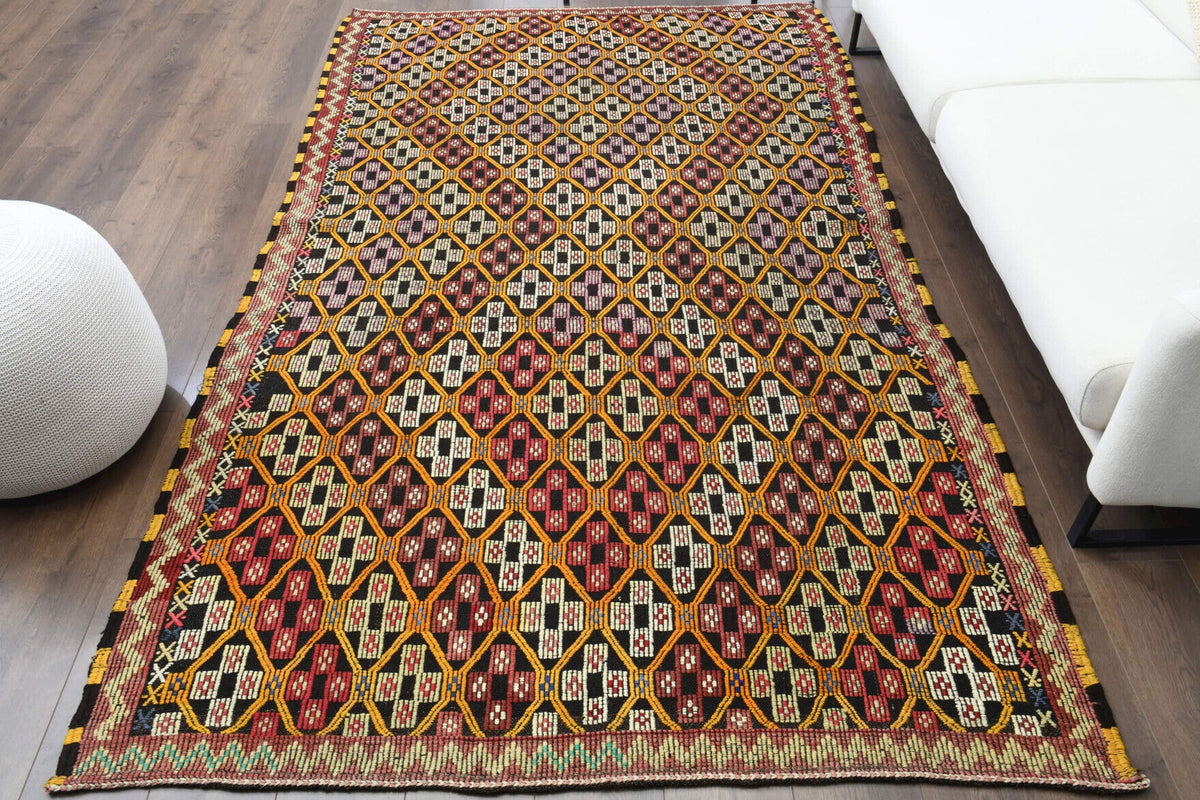 Turkish Vintage Area Kilim Rug