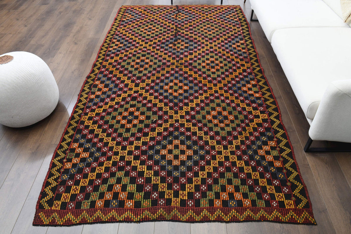 Turkish Vintage Area Kilim Rug