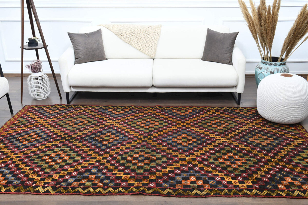 Turkish Vintage Area Kilim Rug