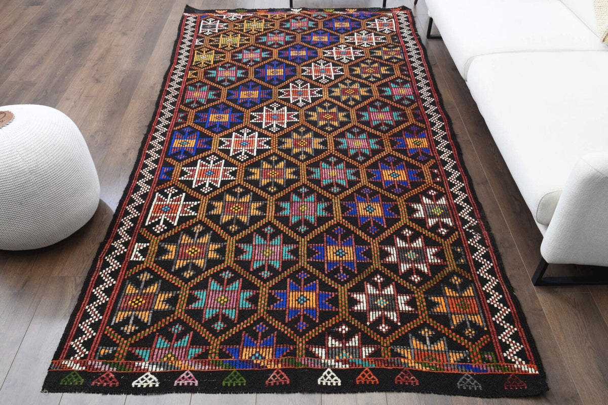 Turkish Vintage Area Kilim Rug