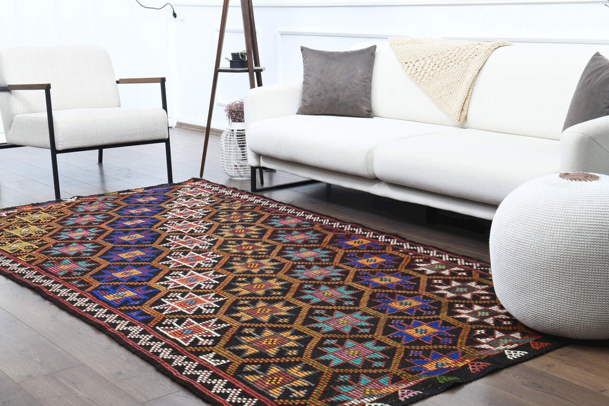 Turkish Vintage Area Kilim Rug
