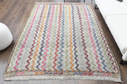 1960'lardan Anadolu kökenli zikzak desenli el dokuma vintage kilim, 192x269 cm
