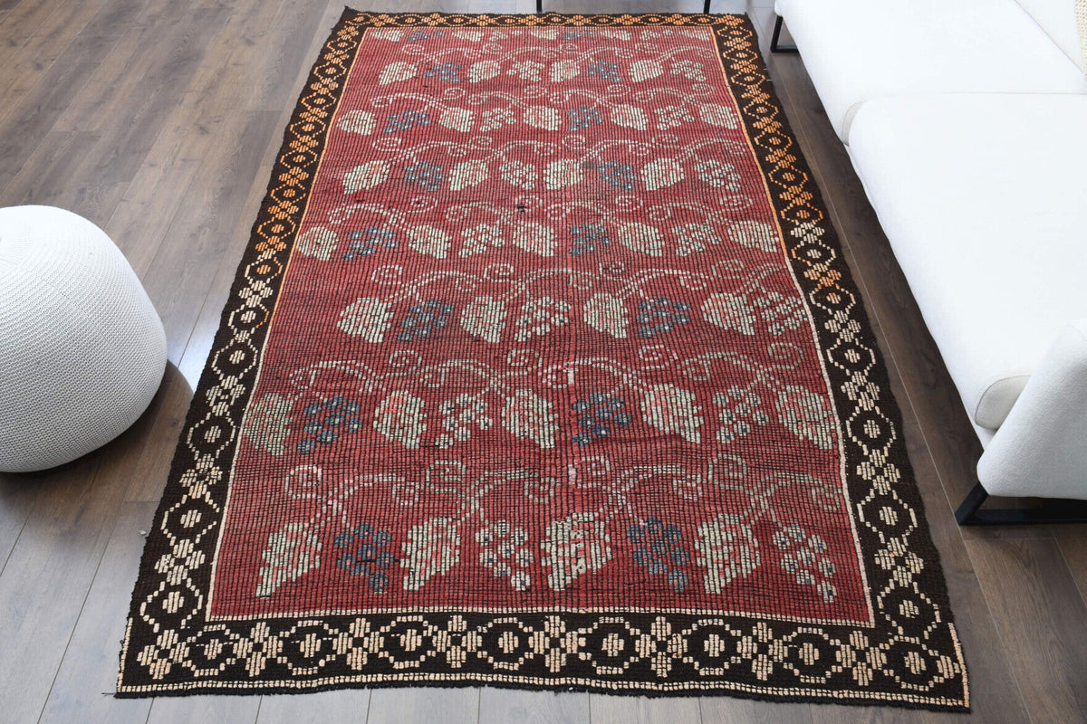 Turkish Vintage Area Kilim Rug