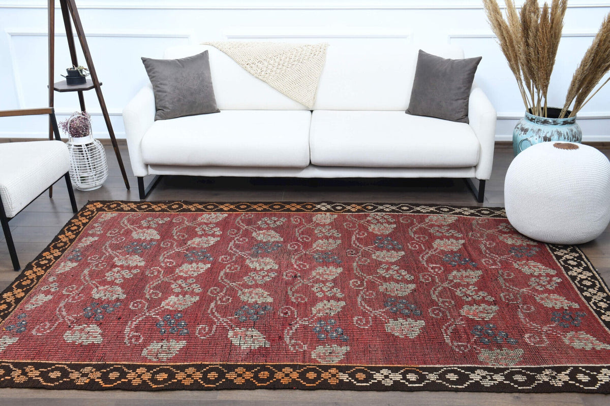 Turkish Vintage Area Kilim Rug