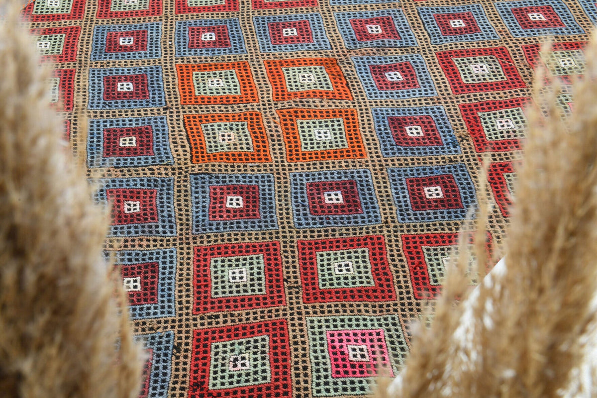 Turkish Vintage Area Kilim Rug