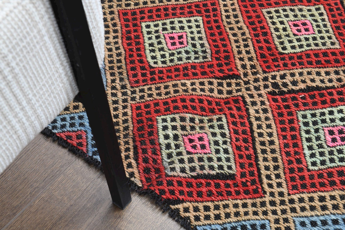 Turkish Vintage Area Kilim Rug