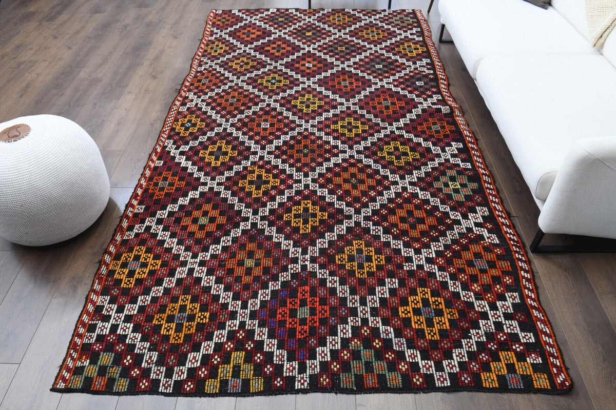 Turkish Vintage Area Kilim Rug