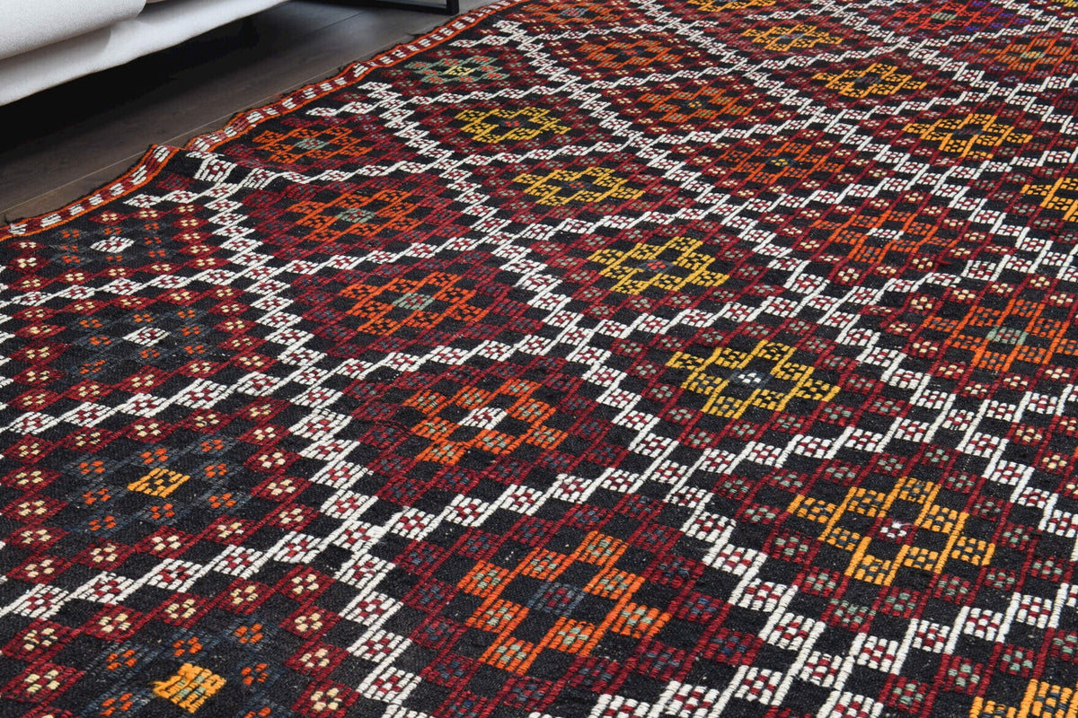 Turkish Vintage Area Kilim Rug