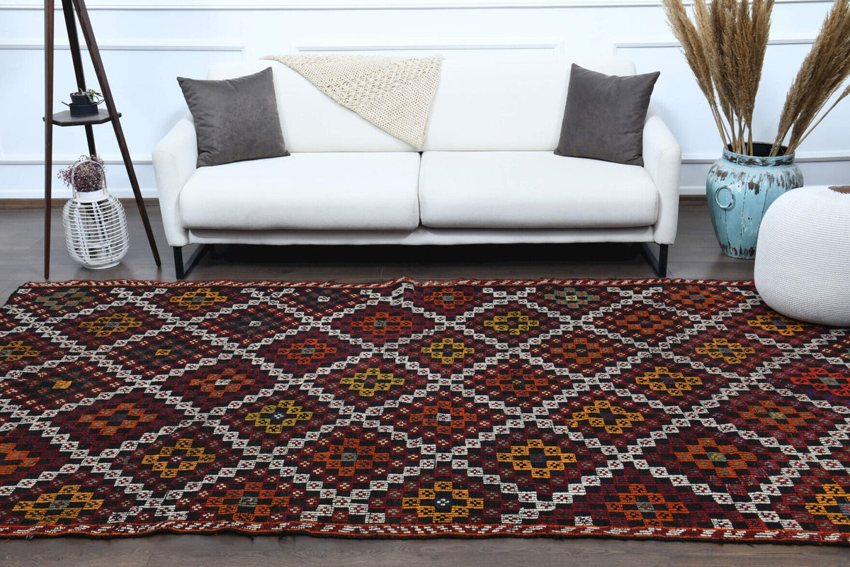 Turkish Vintage Area Kilim Rug