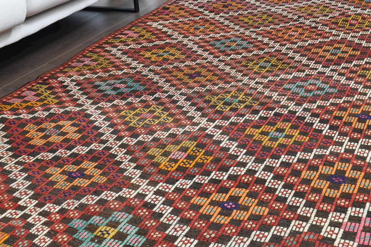 Turkish Vintage Area Kilim Rug