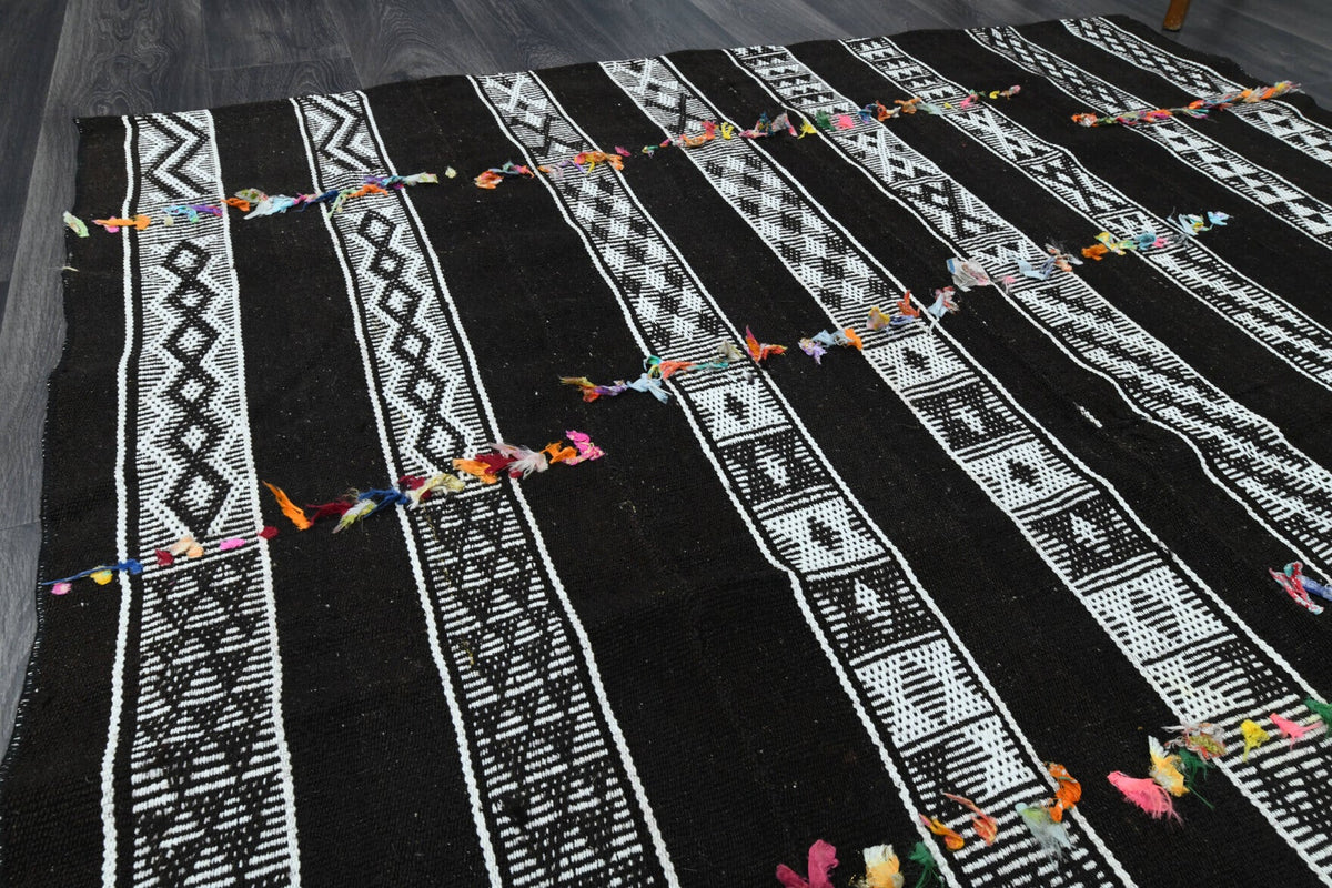 Turkish Black Vintage Area Rug