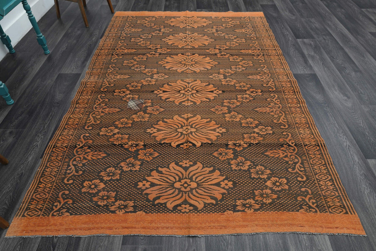 El yapımı vintage halı 178x264 cm i̇kat desenli yün - detay görünümü