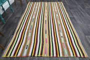 1960'lardan Anadolu kökenli çizgili el dokuma vintage kilim, 178x289 cm
