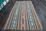 1960'lardan Anadolu kökenli çizgili el dokuma vintage kilim, 163x306 cm