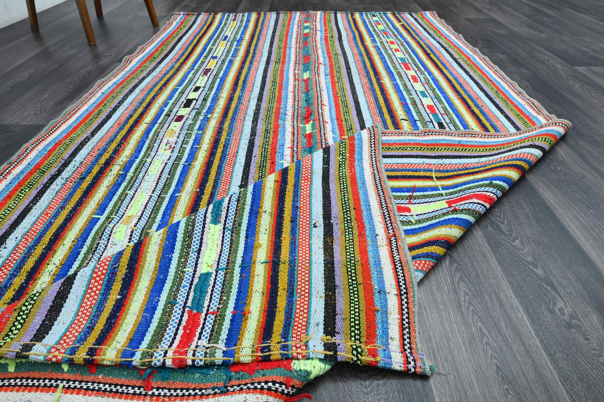 Turkish Vintage Striped Kilim Rug