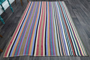 1960'lardan Anadolu kökenli çizgili el dokuma vintage kilim, 179x276 cm