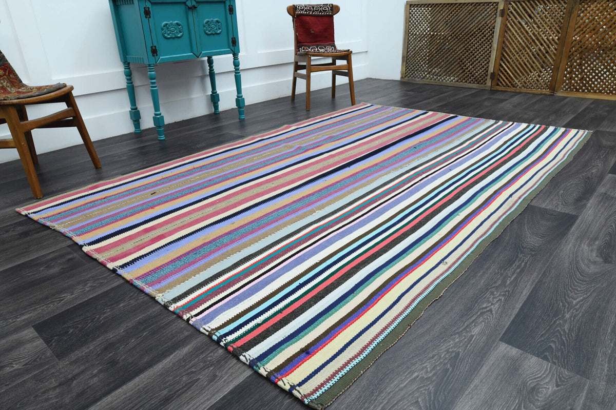 Turkish Vintage Area Kilim Rug