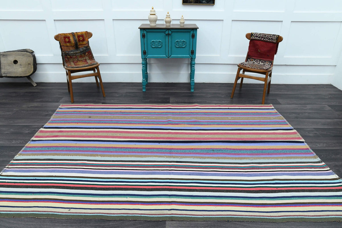 Turkish Vintage Area Kilim Rug